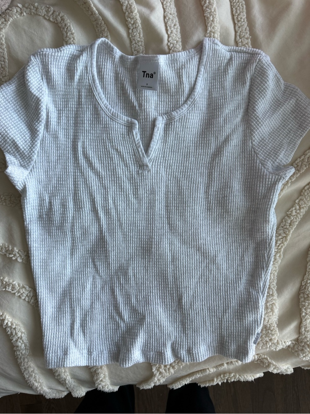 TNA White Waffle knit Tee Top